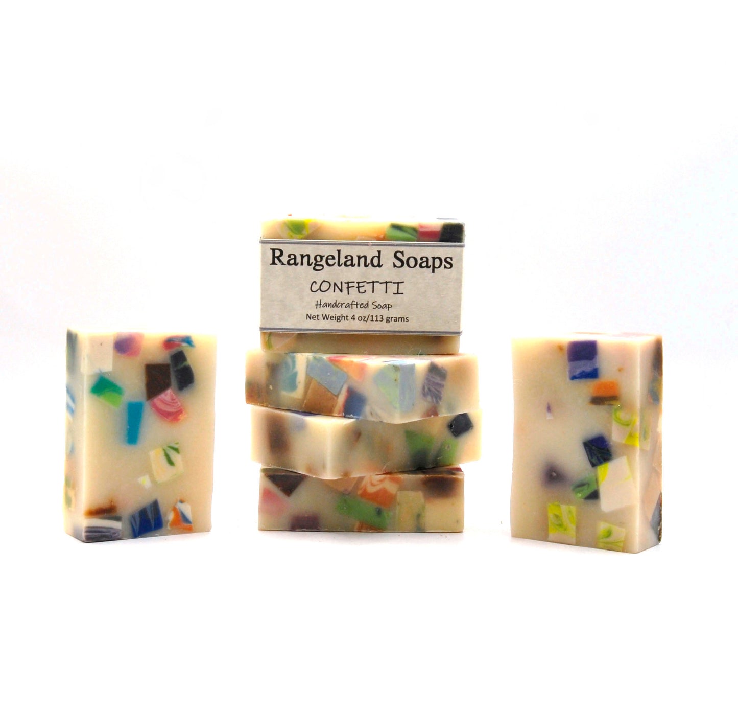 This is a plain soap that is filled with pieces of other Rangeland  soaps (like confetti!) so every time you wash with it you get a different fragrance.